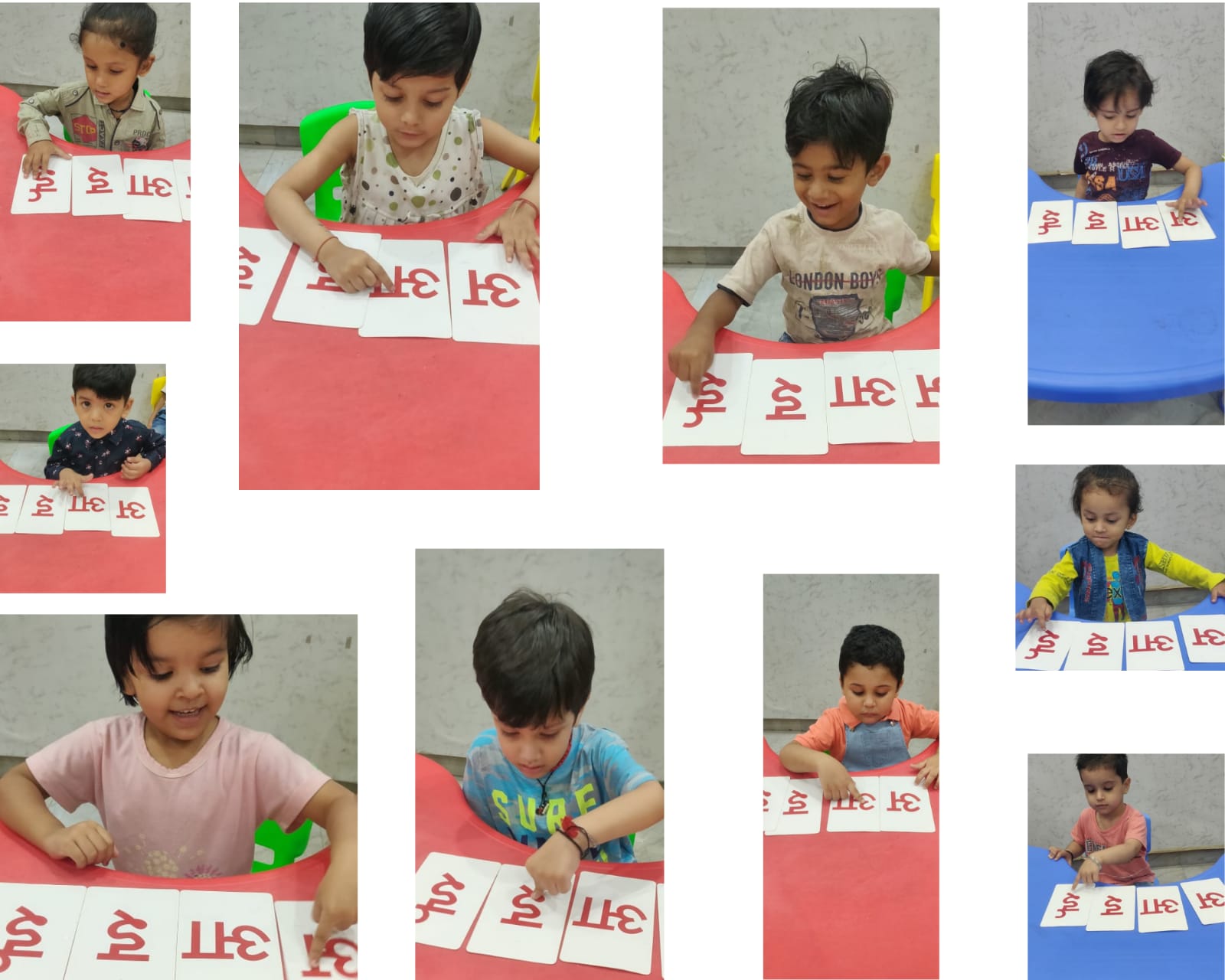 kids playing with letters